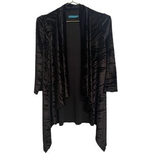 Alice & Olivia Black Velvet Burnout Waterfall Open Front Cardigan Size XS